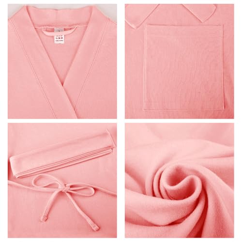 Image of U2SKIIN Womens Robes, 100% Cotton Lightweight Robes 3 /4 Sleeves Kimono Knit Soft Loungewear Short Bathrobe