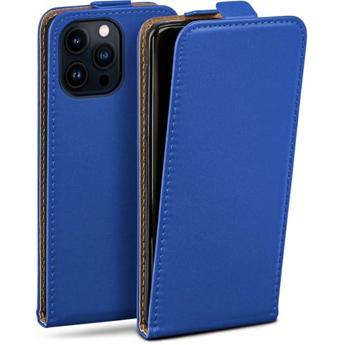 Étui de protection pour iPhone 14 Pro housse à rabat bleu cuir synthétique film écran moex