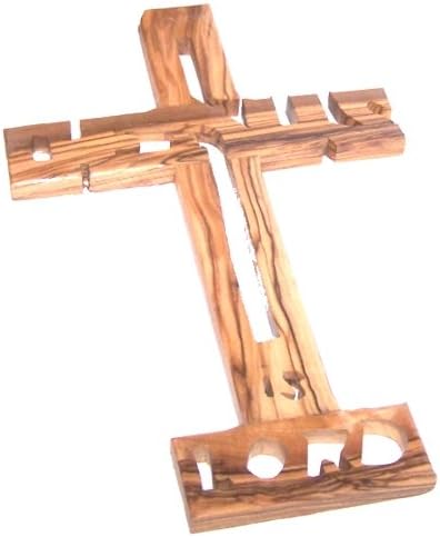 Holy Land Market JESUS is LORD olive wood Cross - Hanging (22.5cm or 9 inches) with Certificate