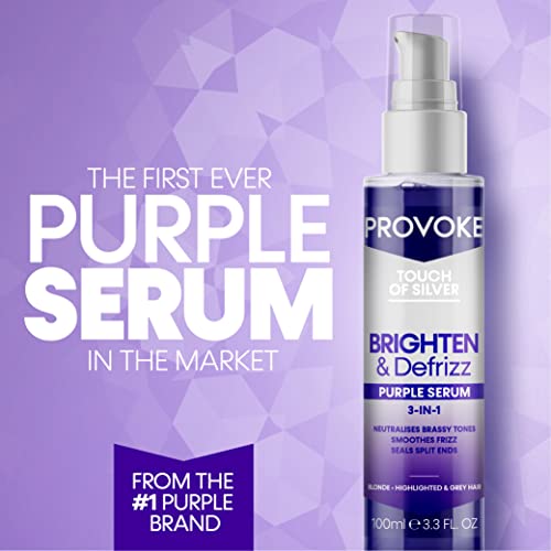 PROVOKE Touch of silver Brighten and Defrizz Purple Serum 100 ml. Neutralise Brassy Tones. Anti Frizz, Seal Split Ends. Plant-Based Keratin. Purple Pigments. For Blonde, Highlighted and Grey Hair - Image 3