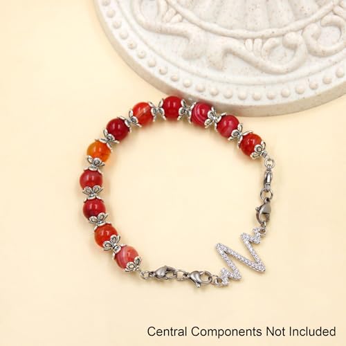 Image of Interchangeable DIY Semi-Finished Medical Alert Bracelet - 8mm Natural Stone Bead Adjustable Dual-Use Bracelet - YA5062