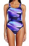 Speedo Women's Power Flex Eco Marble Haze Drop Back One Piece Swimsuit