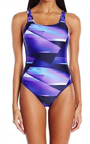 Speedo Women's Power Flex Eco Marble Haze Drop Back One Piece Swimsuit