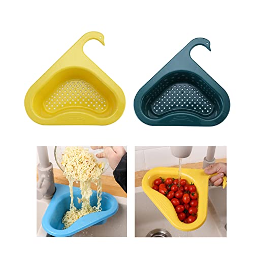 Lot de 2 passoires d'évier pour évier de cuisine - Jaune + vert