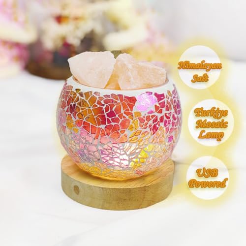 Image of Turkish Persian Himalayan Salt Lamp, Mosaic Glass Night Light with USB Power Home Decoration Holiday Gift