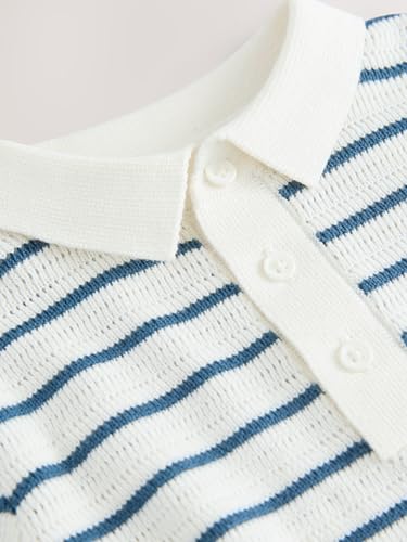 NEXT Strick-Poloshirt mit Knopfdetail 100% Baumwolle Navy Blue/White 12 Monate