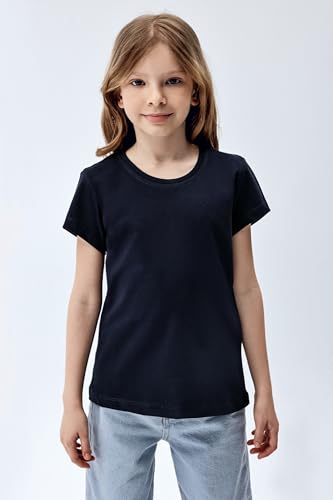 Image of Brix Girls Short Sleeve T-Shirts 5 Pack - Soft Cotton Tees, Breathable Everyday Tops, Tagless Comfort.