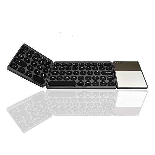Eummit Keyboard Round Keycap Tri-fold Bluetooth Keyboard Portable Wireless Phone Tablet Keyboard Three-System Touch Keyboard