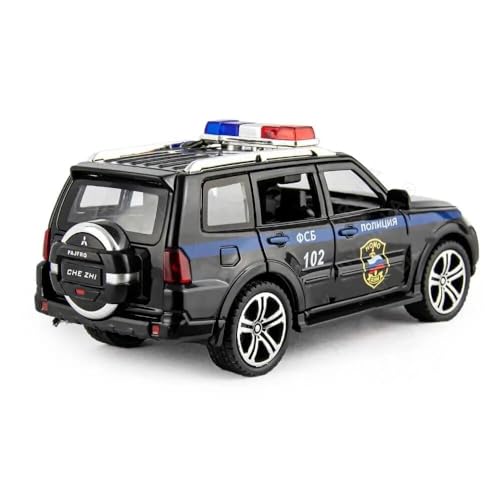 Image of 1:32 Scale PRAJERO Police Toy Car | Metal Pullback Diecast Car for Kids with Openable Doors, Sound, Light Effects Toy for Car Enthusiasts (Color As Per Available)
