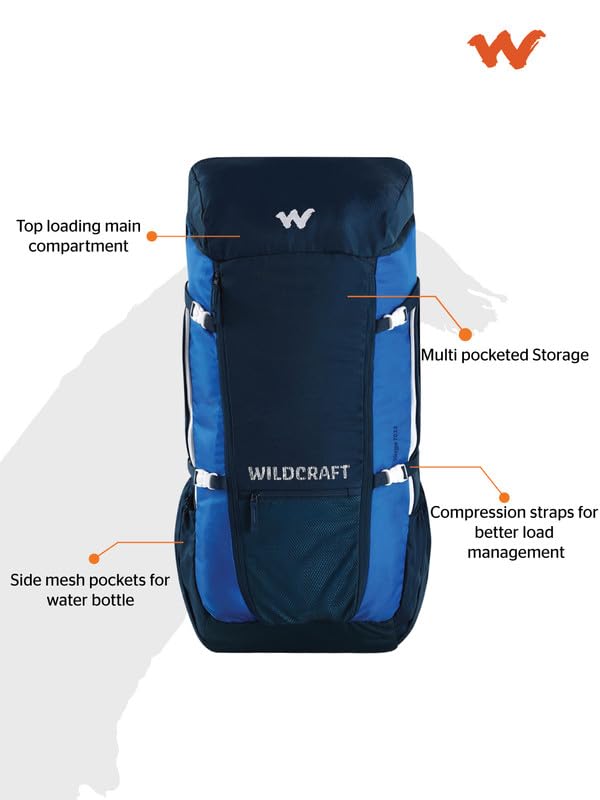 Image of Wildcraft Verge 70(2.0) Casual Backpack for Mens & Womens | Unisex Hiking Backpack (67 liter,Blue)
