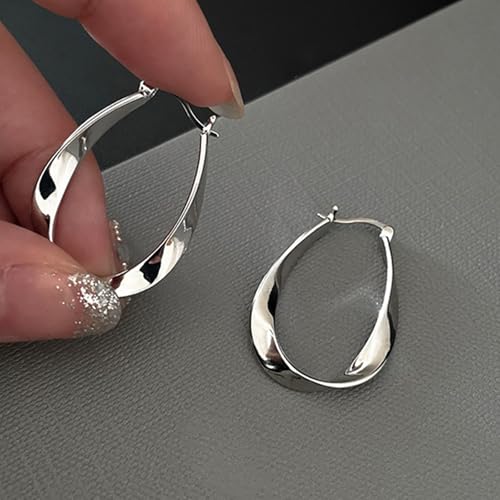 1 Pair Minimalist Toned Oval-Shaped Hoop Earrings | Trendy Fashion Accessories for Women | Timeless and Versatile for Daily Wear and Special Occasions
