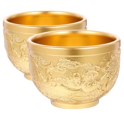 Alipis 2pcs Vintage Copper Teacup Elegant Dragon Household Tea Cups Reusable and Easy to Clean for Tea Liquor Unique Decorative Effect