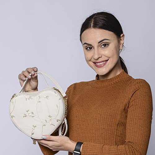 Shop LC Cute White Heart Purse for Women, Faux Leather Heart Shaped Crossbody Bags, Zipper Closure Shoulder Bag Birthday Gifts3