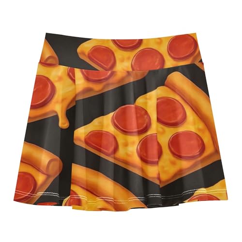2 in 1 Athletic Shorts for Girls Skorts Tennis Skirts for Kids Butterfly Cartoon Slices Pizza Black 4t