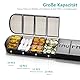 FHORAIN Tablettenbox 7 Tage, Großen Medikamentenbox Pillendose Deutsch, BPA-freier tragbarer Pillenbox für Fischöl, Medikamente, Vitamine,Nahrungsergänzungsmittel (Schwarz)