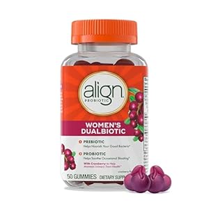 Align Probiotic, Women’s Dualbiotic, Womens Probiotic Gummies, Prebiotics and Probiotics for Women, with Cranberry for Urinary Tract Health*, Cranberry Flavor, 50 Gummies