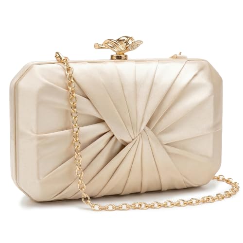 Image of CHUNLI Satin Clutch Bag, Elegant Clutch Purse for Women, Gold Evening Bags