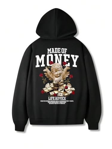 Floerns Men's Drawstring Hoodie Long Sleeve Graphic Print Drop Shoulder Sweatshirt3