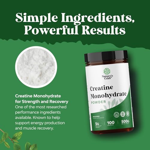 Image of Micronized Creatine Monohydrate Powder for Men & Women - Pre & Post Workout Pure Creatine for Women & Men for Muscle Growth & Recovery - Raw Unflavored Nutritional Supplements for Muscle Gain - 500g