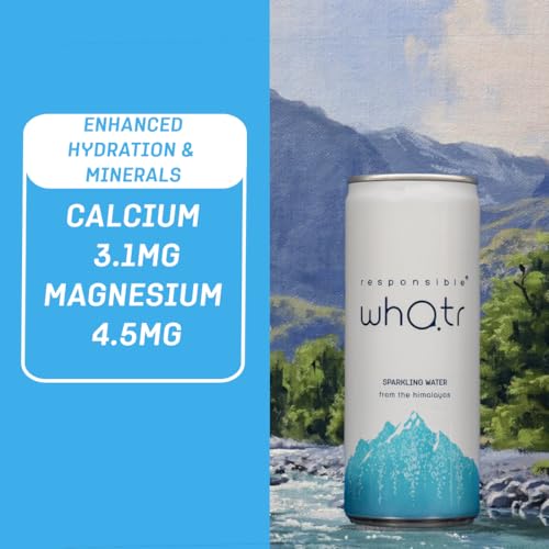 Image of RESPONSIBLE WHATR-SPARKLING WATER (12 X 250ML) Natural Sparkling Water from Himalayas -Pack of 12, 250ml Cans -Refreshing, Sparkling Drink -Great for Hydration, Parties & Wellness -Carbonated Beverage