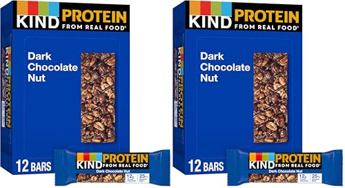 Image of KIND Protein Bars, Dark Chocolate Nut, Healthy Snacks, Gluten Free, 12g Protein, 12 Count (Pack of 2)