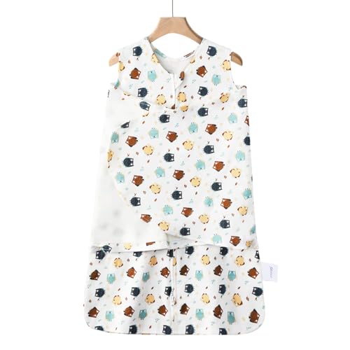 Image of Ftikvo Swaddle-Blanket Baby Girl & Boy Swaddles Newborn Infant Transition 100% Cotton Wrap Blankets, 3-Way Adjustable Wearable Blanket, TOG 1.0 (Owl 0-3 Month)