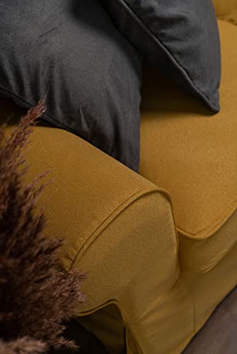 MASTERS OF COVERS Sofabezug für IKEA Ektorp 3-Sitzer, Senf Sofa überzug Ektorp Couch überzug aus Polyester Petite, Ektorp 3er Sofa Cover, 218x88x88cm – Bild 5