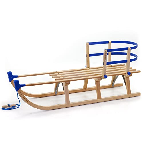 Holzfee Schlitten Davos mit Schlittenlehne S 110 RL S Blau