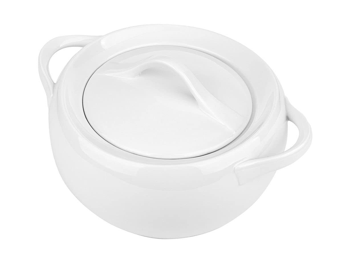 GALICJA Modern Suppenschüssel Suppenschale Suppenterrine mit Deckel aus Porzellan Moss 3,5 L