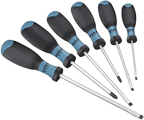 HAZET 810SPC/6 Slot Cross Recess Profile PH Screwdriver Set with Burnished Tip - Matt Chrome-Plated