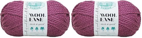 Image of Lion Brand Yarn Wool-Ease Thick & Quick Yarn, Soft and Bulky Yarn for Knitting, Crocheting, and Crafting, 1 Skein, Fig (Pack of 2)