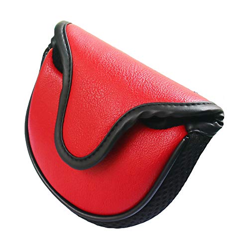 Seacloud 1Pcs Red Pu Leather Magnet Golf Mallet Putter Head Cover Golf Club Putter Headcover Mallet Cover With Magnetic Closure #TOP7