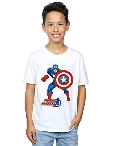 Marvel Boys Captain America Shield Text T-Shirt 5-6 Years White