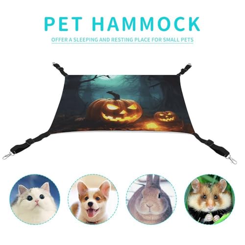 Hamac pour chat réglable et doux à suspendre motif citrouilles - 5