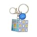 Generic Bande dessinée 3x3x3 Puzzle Cube Porte-clés Anneau en Métal Cloche Pendentif Porte-clés Jouets Cadeaux Bleu