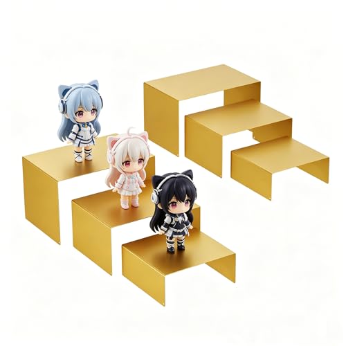 Gonice Metal Display Riser 2 Sets Small Gold Display Stands for Dessert Cupcake and Funko Pop Figures