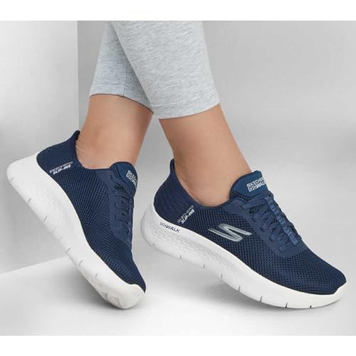 Skechers Women's Go Walk Flex Hands Free Slip-Ins - Grand Entry Sneaker, Navy/White, 10 US