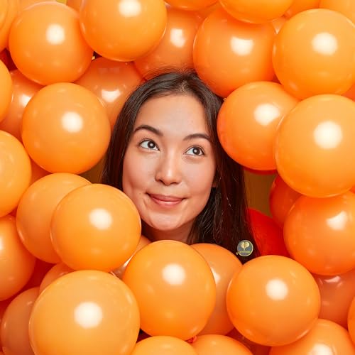 Image of AFTERLOON Biodegradable Natural Rubber Latex Mini Balloons 50 pcs Orange 5 Inch, Plastic-Free Alternative Matte Color Durable Thickened Extra Strong Helium Float, Garland Arch Wedding Decor