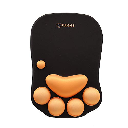 TULGIGS Cute Cat Paw Non Slip Mouse Pad with Wrist Support Soft Silicone Wrist Rests Ergonomic Comfort Computer Mouse Mat Desk Decor 11.55