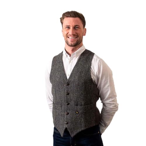 100% Donegal Tweed Waistcoat Mens Suit Vest