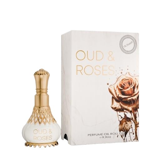 Image of Al-Nuaim Oud & Roses Attar Roll On For Men & Women - 9.9ml | Exquisite Alcohol-Free Aromatic Fragrance Oil for Lasting Elegance and Charm