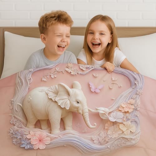 Image of King Size 7D Digital Print Bedsheet - 350 TC Cotton, Kids Friendly Design, Soft & Breathable 180 GSM Fabric, Machine Washable, Gift-Ready Packaging. (108x108 Inches). (Elephant)