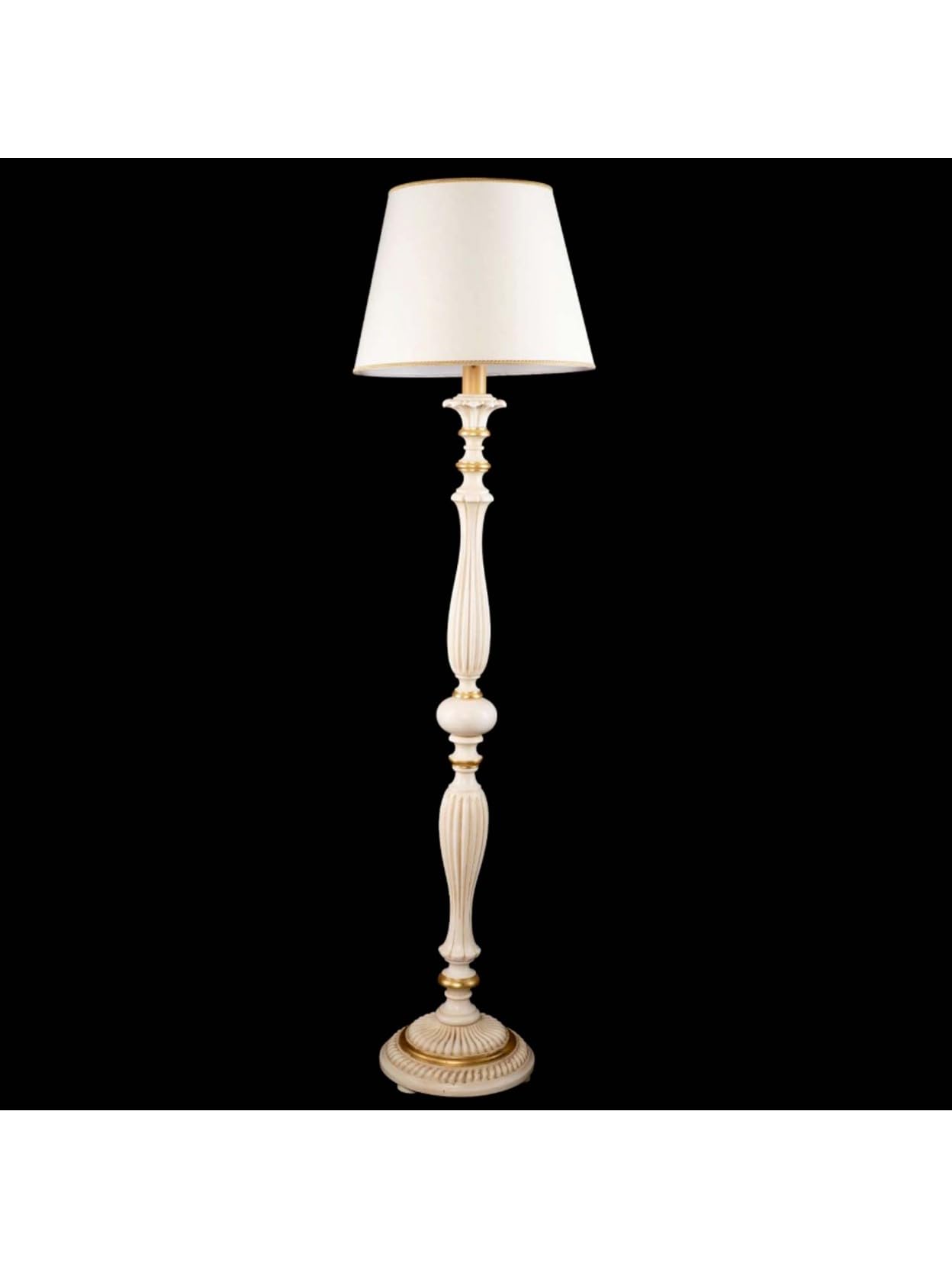 Piantana lampada da terra classica in legno avorio oro a 1 luce esse 725/t per camera da letto, soggiorno, camera, salone