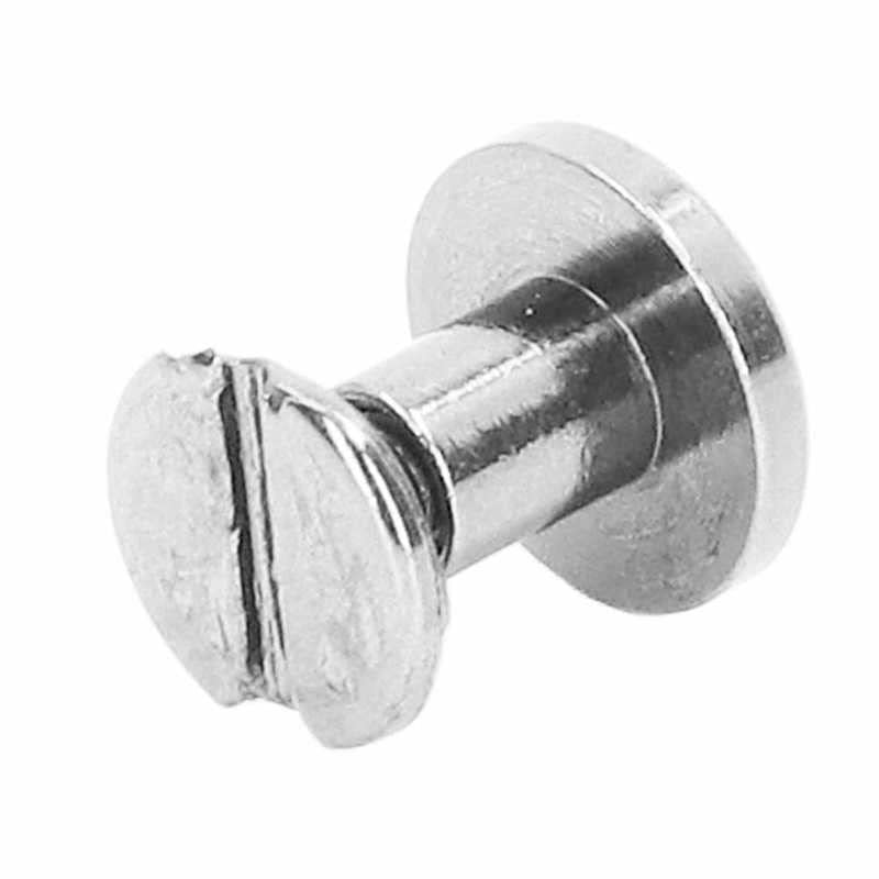 100 Sets Metal Chicago Binding Screws Electroplated Brass Arc Surface Round Flat Head Leather Rivets Screws stainless steel - (Color: Silver)