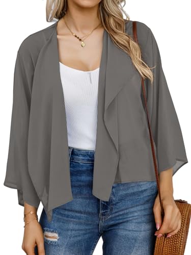 Image of Womens Summer Tops Short Shrugs Kimono Cardigans Casual Chiffon Bolero Jackets 2026