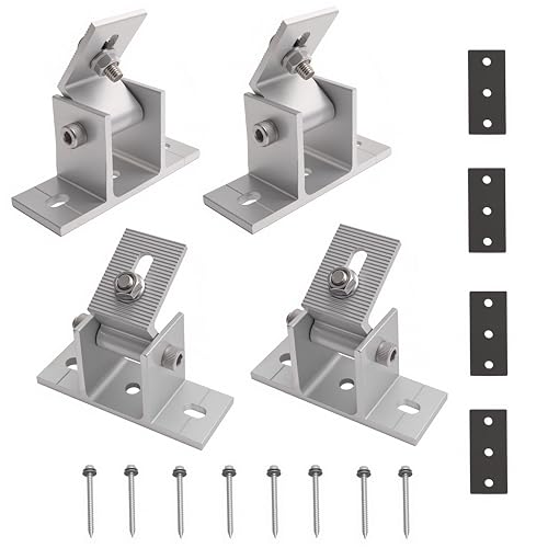 Riyhch 4 Pack Adjustable Solar Panel Tilt Mount Bracket Base, Tilt Angle 10&deg;-60&deg; Flat Roof Mount...