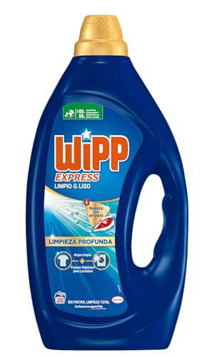 Wipp Express Limpieza Profunda Gel Limpio & Liso (4 x 1260 ml), detergente lavadora líquido que reduce las arrugas, detergente con fórmula quitamanchas ropa apto para agua fría