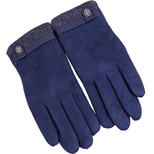 冬の手袋暖かい厚い冬プラスカシミヤタッチスクリーンメンズアウトドア乗馬グローブ 作業用手袋 (Color : Navy, Size : One size)