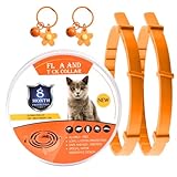 DOINEUFL 2 Pack Collar for Cats, Cat Collar to Prevent Infections, 15in Safe Waterproof Adjustable Cat Collars with Bell, Age over 7 Weeks, Contains Natural Essential Oils (Orange)