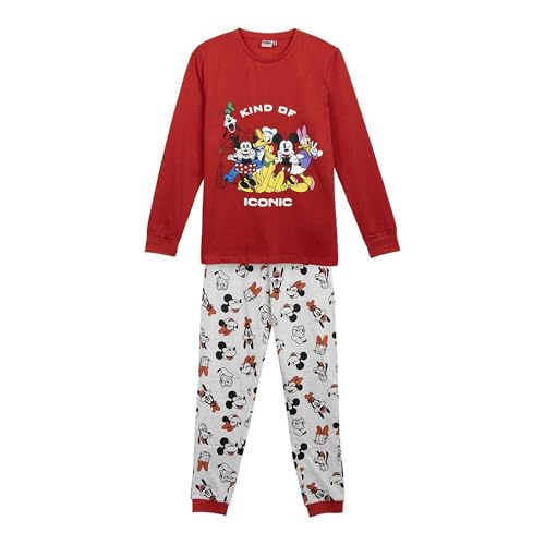 CERDÁ LIFE'S LITTLE MOMENTS Langer Single-Jersey, bequem und weich, Schlafanzug Mickey Mouse, Unisex, Erwachsene, Rot, M